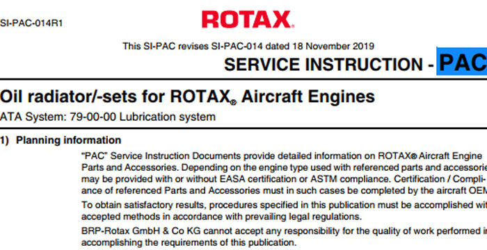 Oil Radiator Sets for ROTAX Aircraft Engines