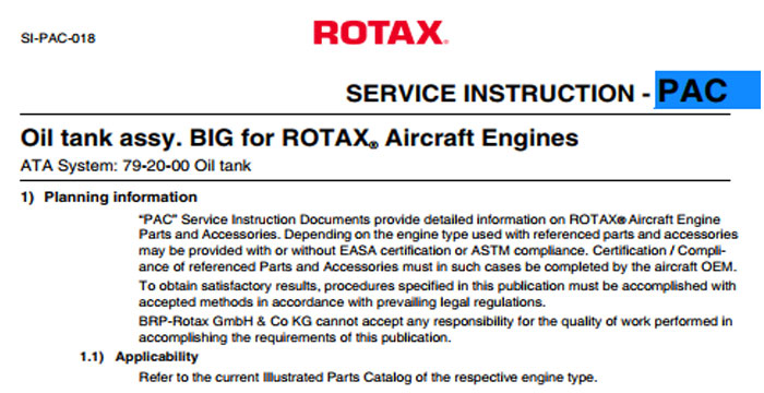 Oil tank assy BIG for ROTAX Aircraft Engines