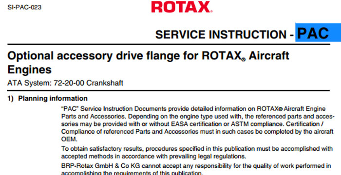 Optional accessory drive flange for ROTAX Aircraft Engines