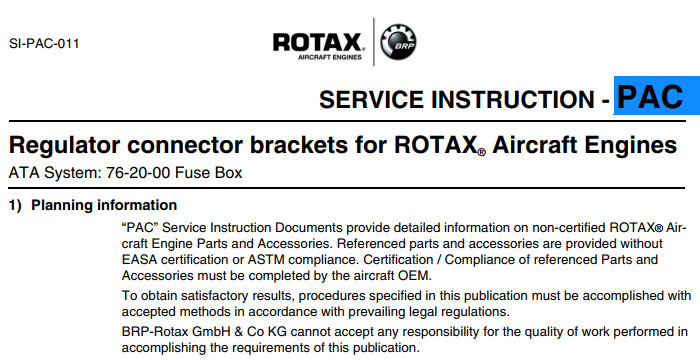 Regulator connector brackets for ROTAX Aircraft Engines