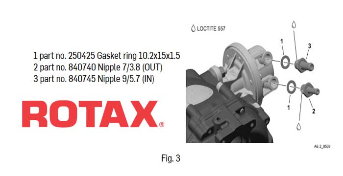 Replacement of fuel pump nipple fittings on ROTAX Engine Type 912