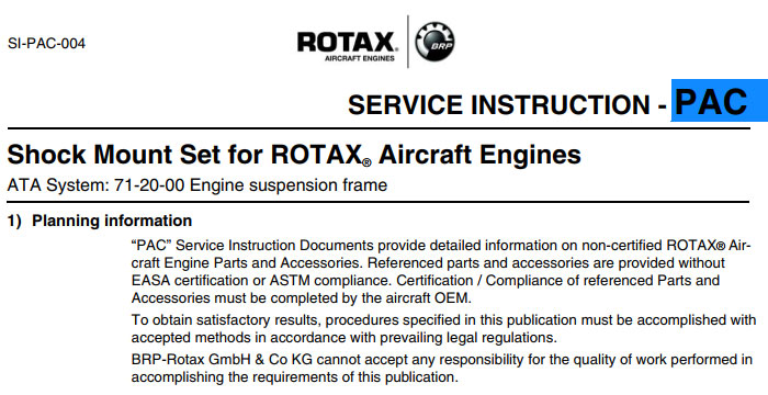 Shock Mount Set for ROTAX Aircraft Engines