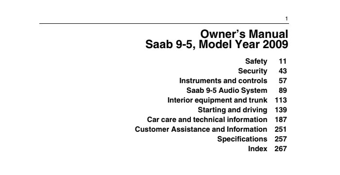 Saab 9-5 Owners Manual