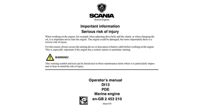 Scania DI13 series Operator's Manual