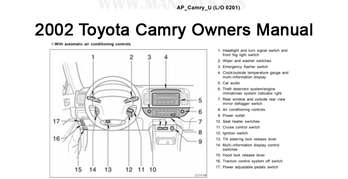 2002 Toyota Camry Owners Manual