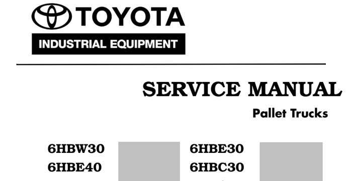Toyota Pallet Trucks 6HBW30-6TB50 Service Manual