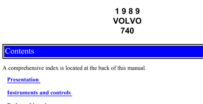 Volvo 740 Owners Maintenance