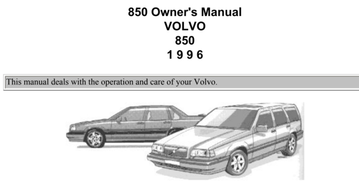 Volvo 850 Owner's Maintenance