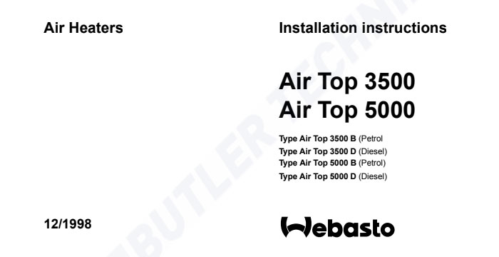 Webasto Air Top 3500 Installation Manual