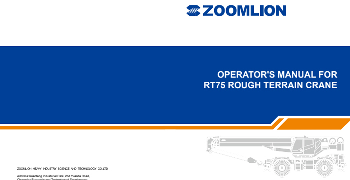 Zoomlion Crane RT75 Manuals PDF