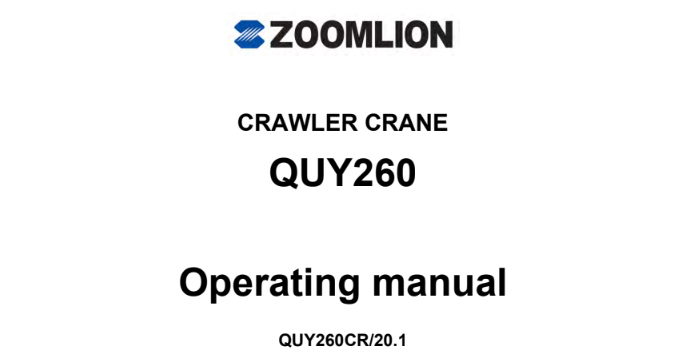 Zoomlion Crawler Crane QUY260 Operating manual