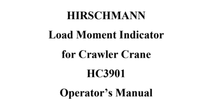 Zoomlion Hirschmann HC3901 Operation Manual ZCC1100H 20140804