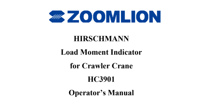 Zoomlion Hirschmann HC3901 Operation Manual