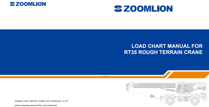 Zoomlion Mobile Crane RT35 Load Chart Manual