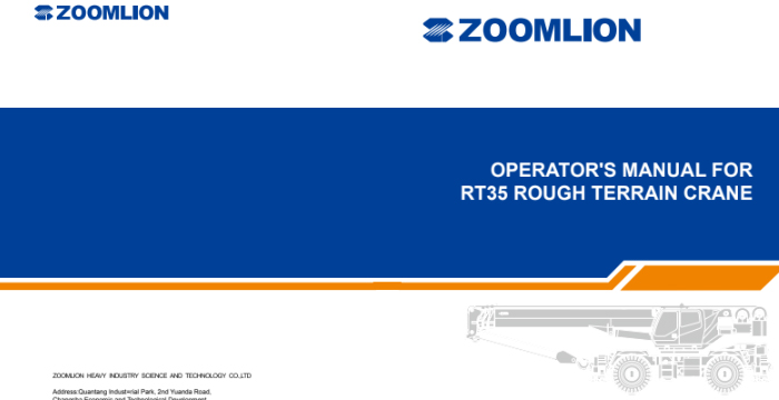Zoomlion Mobile Crane RT35 Operation Manual