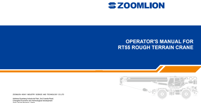 Zoomlion Mobile Crane RT55 Operation Manual